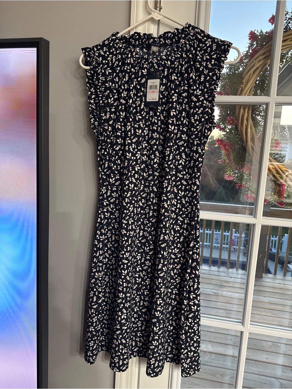 Tommy Hilfiger Black and White Floral Midi Dress